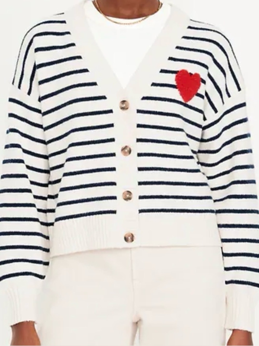 Old Navy SoSoft Valentine Heart Stripe V-Neck Cardigan Sweater | Size S